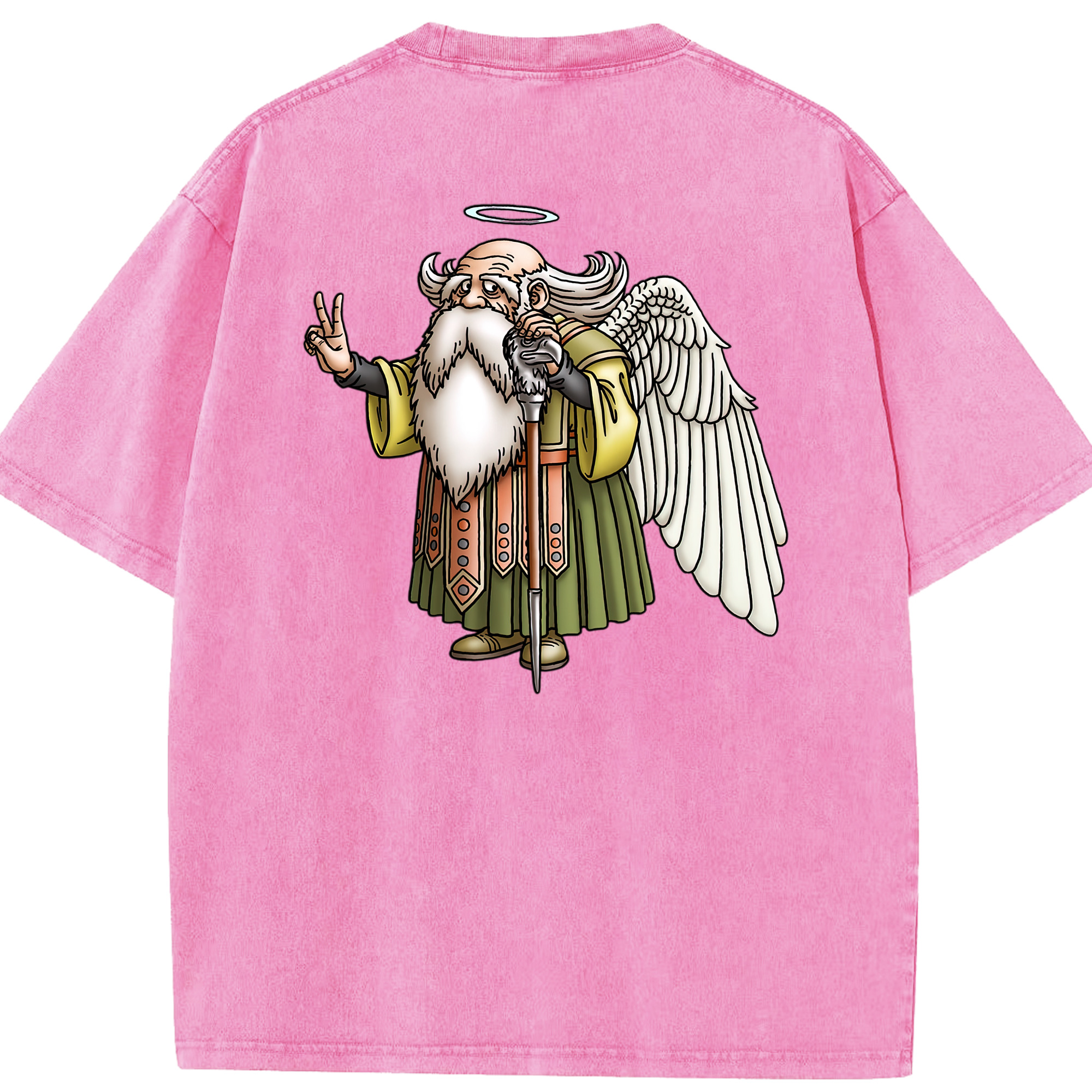 （画像用） ドラゴンクエスト Doragon Kuesuto Dragon Quest 綿100% ヴィンテージ風 半袖Tシャツ（背面プリント）